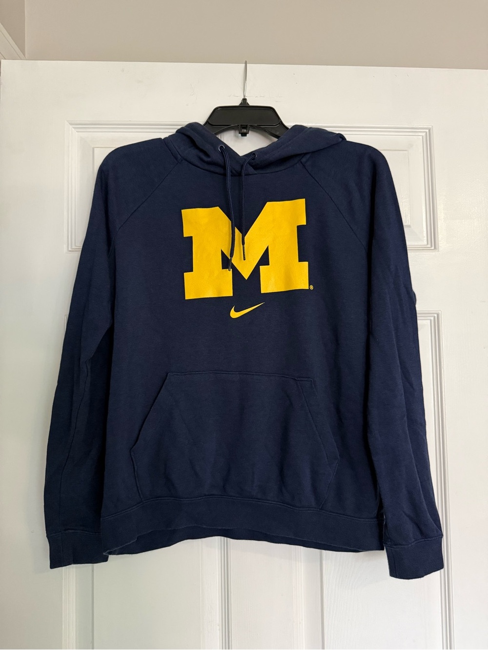 Nike Navy Crewneck Hoodie with Yellow M Logo